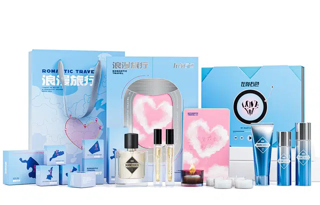 左颜右色 就爱你男士护肤套装多巴胺芭比粉礼盒送男友礼物 补水保湿控油 洁面乳+爽肤水+乳液+香水+香薰