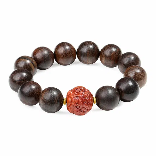 普陀山文创 新中式雕刻珠貔貅 招财转运八方来财鸿运当头佛珠盘玩#好运 金丝檀木 手串 男女同款情侣款