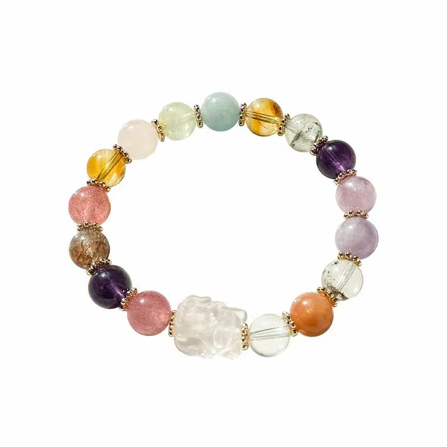 翠雅金楼 新中式国潮小清新彩色多巴胺甜美可爱俏皮狐狸 时来运转诸事顺遂本命年 礼盒#好运 水晶 手串 女款