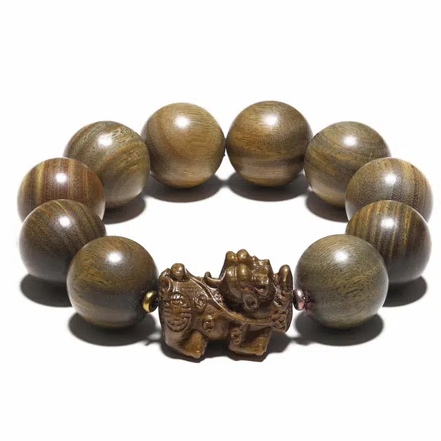 鶄鲤 精雕福运貔貅 木质盘玩檀香文玩配饰佛系民族风念珠 绿檀 手串 男女同款情侣款