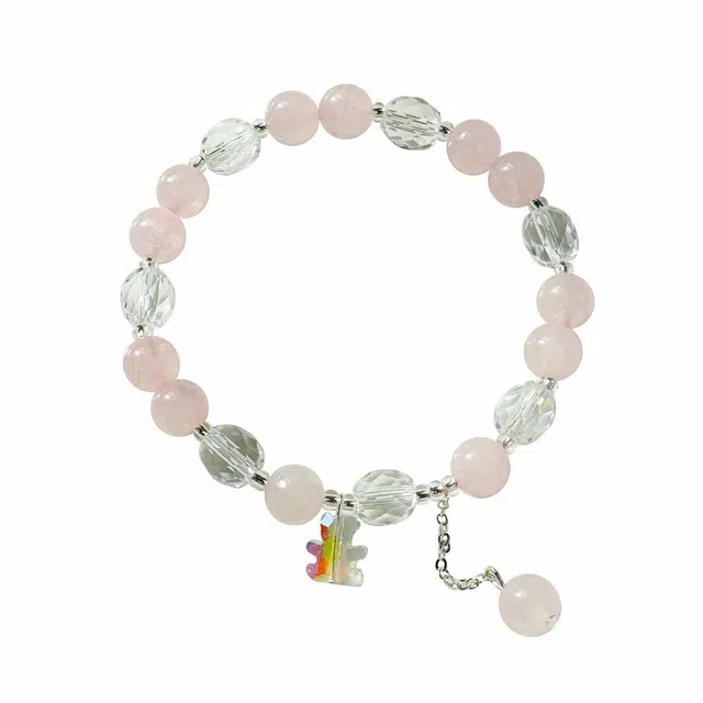 翠雅金楼 森系甜美小清新精致百搭少女风串珠小熊手饰 时来运转诸事顺遂礼盒#好运 水晶 手串 女款