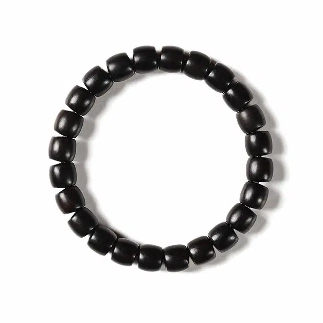 九隆古 桶珠国潮文艺气质高级感小众单圈念珠 国潮文玩盘玩佛珠转运珠手饰#好运 黑檀 木作手串 男女同款情侣款