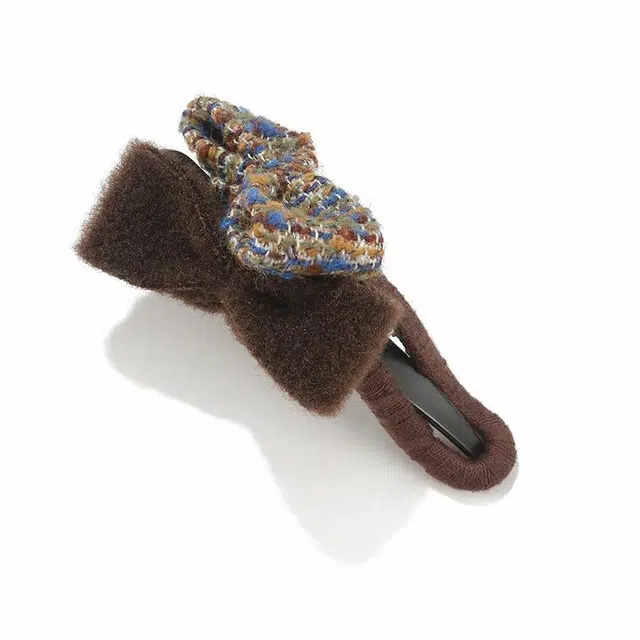 如花梦 小香风蝴蝶结毛绒抓夹气质后脑勺鲨鱼夹秋冬高级感头饰 亚克力 发夹 女款