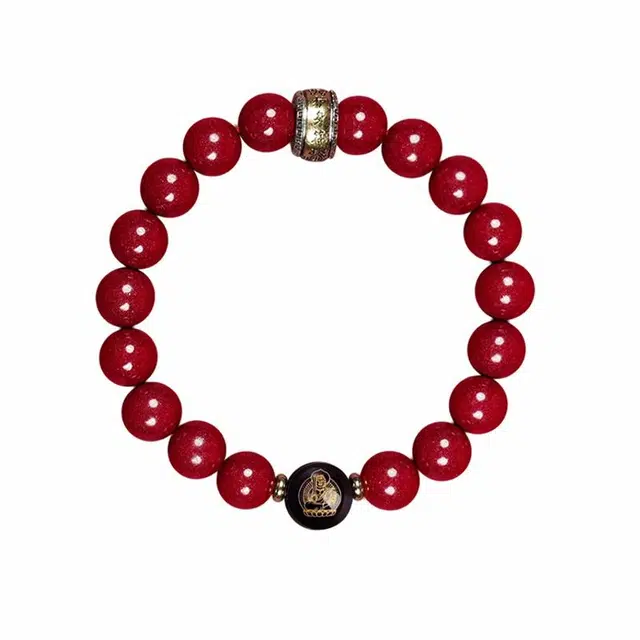 翠雅金楼 十二生肖八大守护神 本命年蛇年新中式国风霸气转运佛珠平安吉祥招财纳福#好运 再造辰砂朱砂 玉石手串 男女同款情侣款
