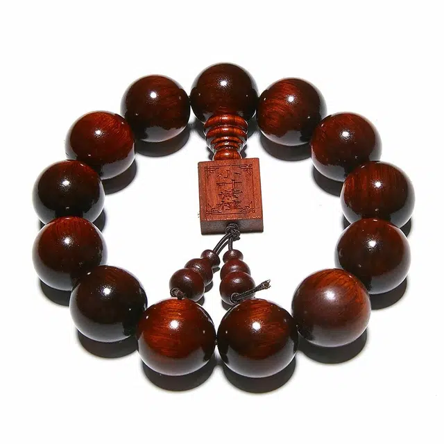 鶄鲤 高密老料檀香佛珠文玩红木雕刻貔貅珠串手持念珠复古礼盒装伴手礼 紫檀属 木作手串 男女同款情侣款