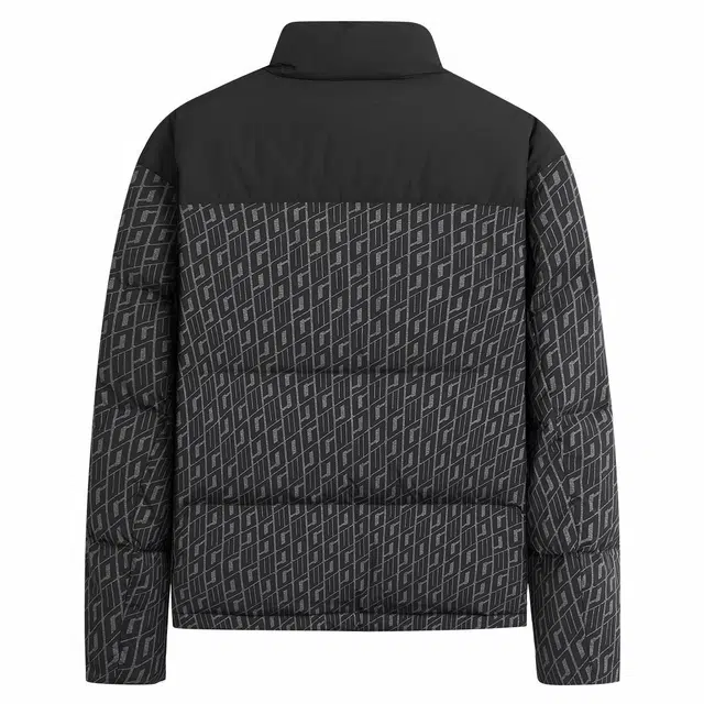 与狼共舞 时尚百搭拼接满印保暖易打理羽绒服 男款 黑色