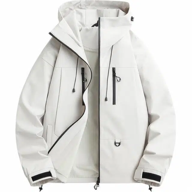 雅鹿  连帽百搭休闲纯色时尚  防水防风防紫外线透气冲锋衣 男女同款 浅灰色