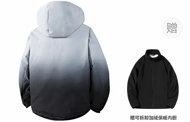雅鹿  美式复古渐变色连帽宽松户外休闲登山徒步可拆卸抓绒内胆三合一 冲锋衣 男女同款