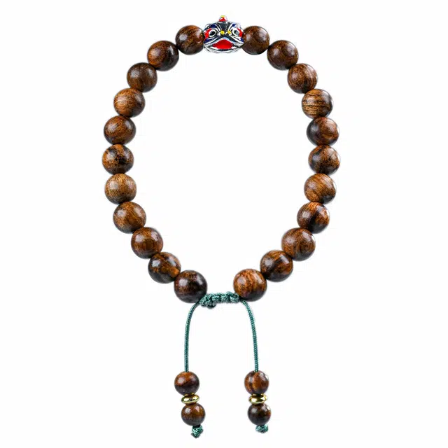 素于 国潮单圈醒狮抽拉文玩饰品小众轻奢设计复古简约时尚百搭佛珠考试上岸盘玩念珠#配饰 花梨木 木作手串 男女同款情侣款