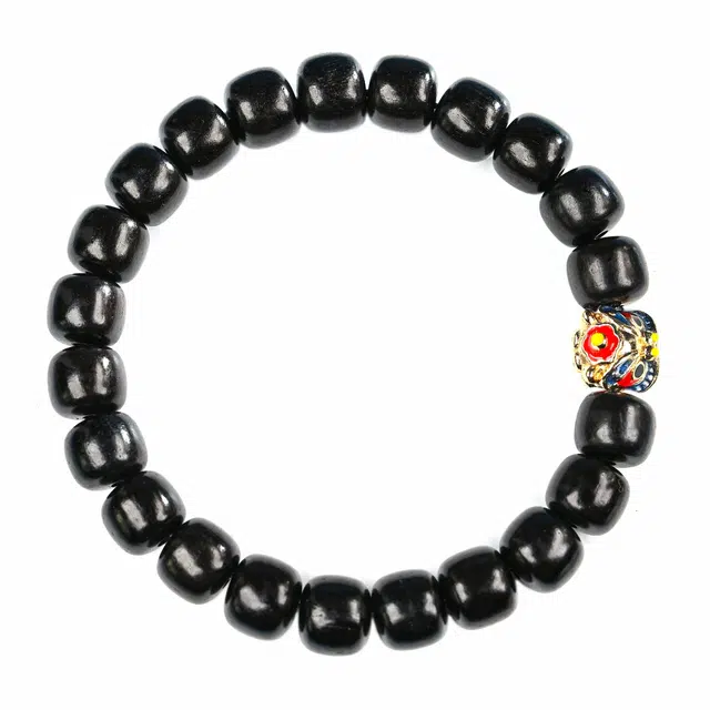 素于 小众国潮轻奢高级设计单圈醒狮老型珠文玩简约时尚个性潮酷诸事顺遂佛珠念珠盘玩#幸运配饰 黑檀 手串 男女同款情侣款