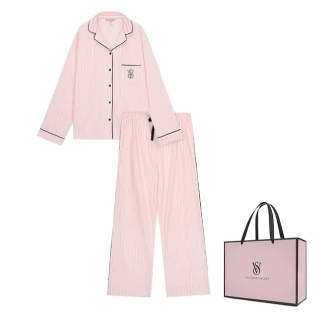 Victoria's Secret The Mix Pajama Set Pink Stripe