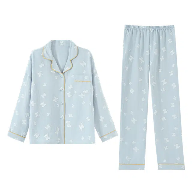 欧诗帛 可爱长袖带胸垫甜美学生家居服睡衣套装 女款 图片色