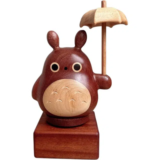 馨枕居 檀木桌面卡通小饰品 实木猫摆件