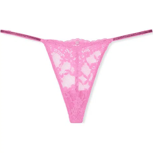 Victoria's Secret SS25 Valentine's Day Sparkling Rhinestone Lace Panties Pink