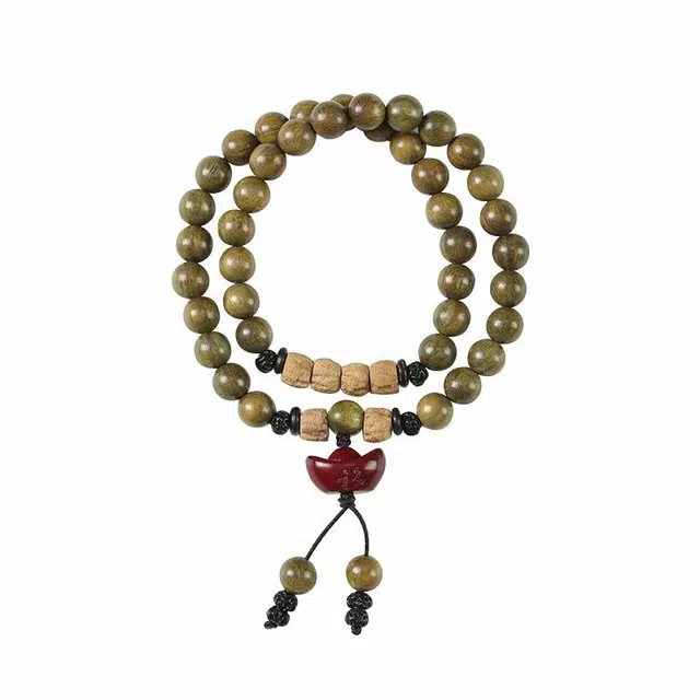 琉堇 过手留香乙巳蛇年流通处代请文玩佛珠链 许我无忧招财纳福有钱花叠戴手饰 考试考研上岸元宝串珠#好运 绿檀 手串 男女同款情侣款