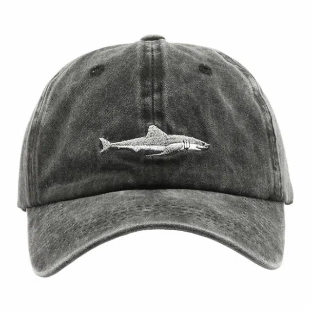 浪莎 运动休闲水洗做旧鲨鱼棒球帽街头时尚潮流女遮阳鸭舌帽 棉 鸭舌帽 男女同款情侣款