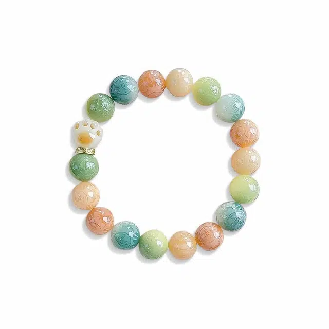 岁月静好 多宝六字箴言经典百搭时尚简约招财佛珠 本命年转运考试上岸 炭烧猫爪甜美可爱森系 正缘桃花#好运 菩提根 手串 男女同款情侣款