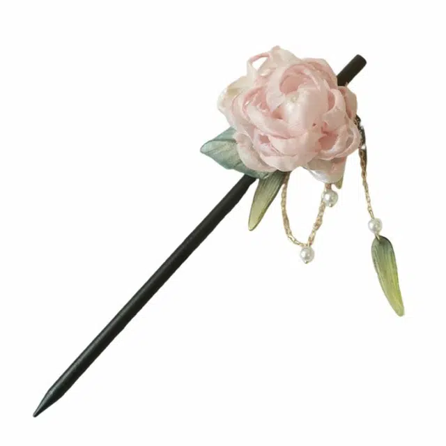 妖娆猫 复古流苏绢花仙气山茶花旗袍 发簪 女款