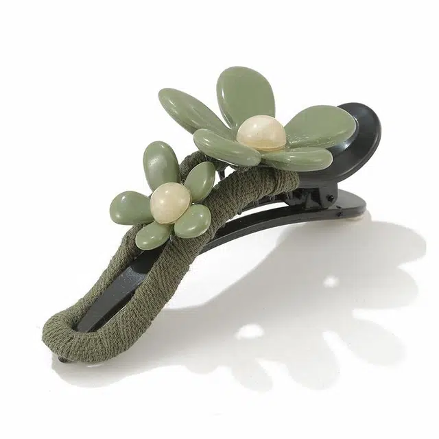 如花梦 秋冬花朵鸭嘴夹大号 后脑勺头高级感一字夹鲨鱼夹头饰 亚克力 发夹 女款