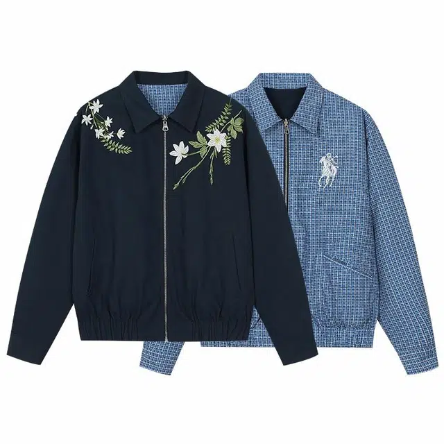 HARSH AND CRUEL Reversible Embroidered Jacket Navy