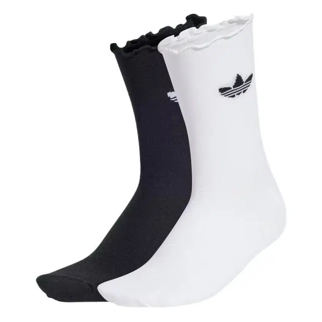 adidas Originals Logo Jacquard Mid Socks 2-Pack White Black