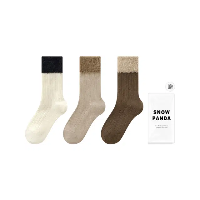 潇潇玲珑阁 保暖撞色拼接中筒袜 女款 礼盒组合装