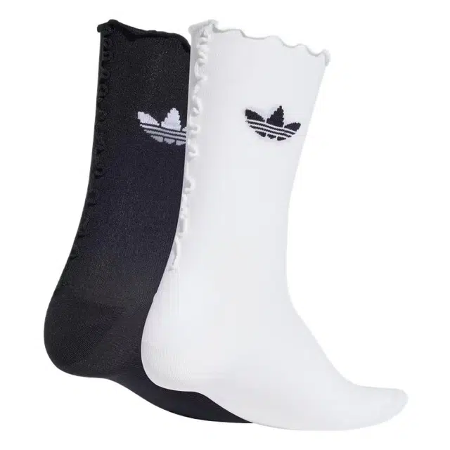 adidas Originals Logo Jacquard Mid Socks 2-Pack White Black