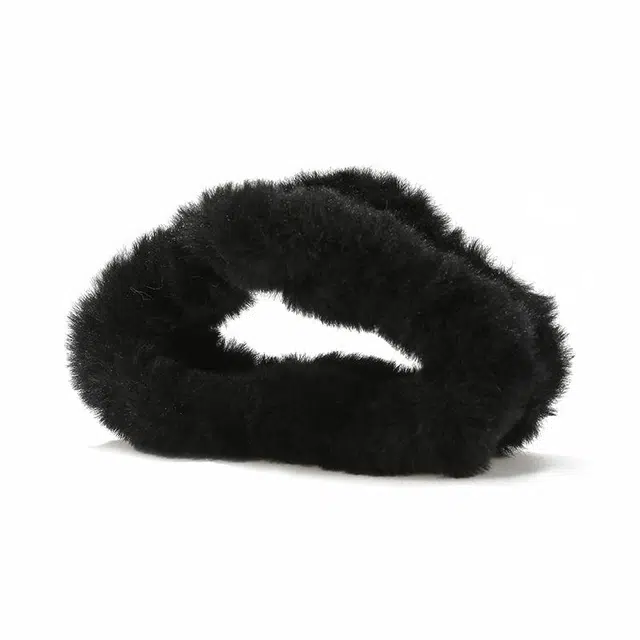 如花梦 韩版咖色系大号后脑勺抓夹子头饰高级感鲨鱼夹发饰 毛绒 发夹 女款