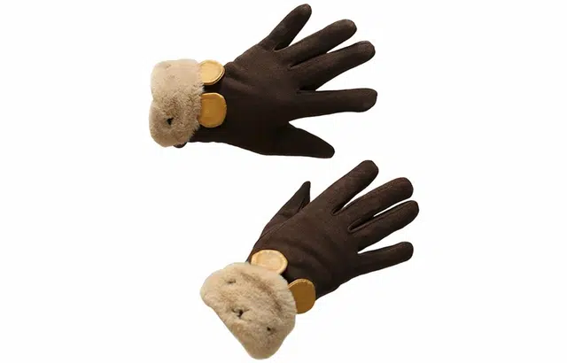 优幽兰 韩版高级感加绒加厚五指分指可触屏时尚潮流拼色休闲简约冬天骑车电动车保暖防寒防风 涤纶 绒线手套 女款