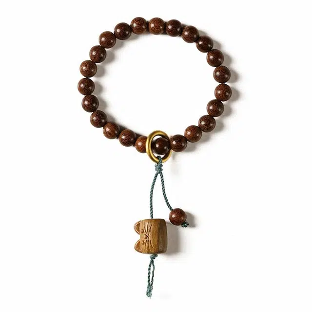 九隆古 招财猫 纳福 复古民族风手腕素雅小众诸事顺遂平安喜乐有钱花文玩盘玩佛珠转运珠#好运 檀木 手串 男女同款情侣款