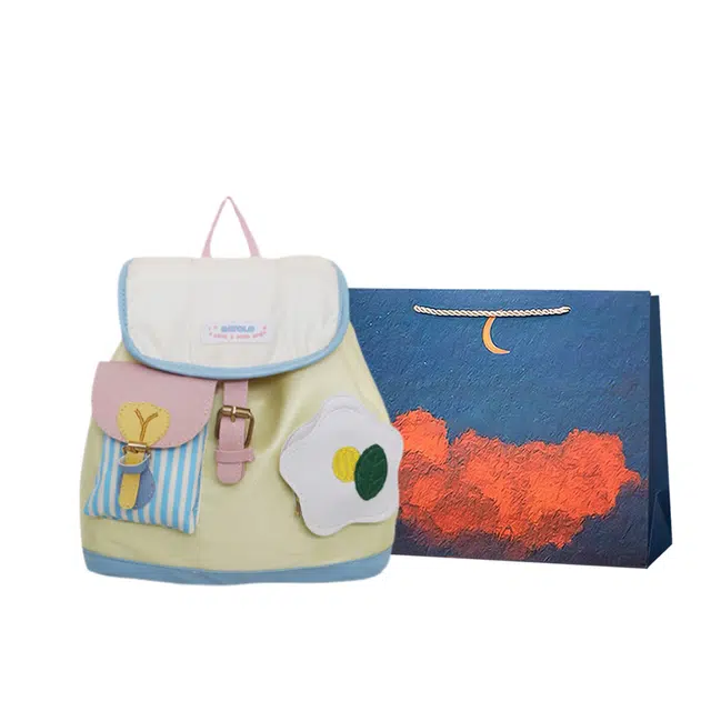 爱尔绅特 旅行大学生可爱多巴胺 尼龙 双肩包 女款 黄色