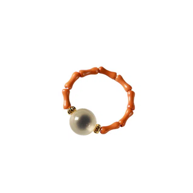 琉堇 招财纳福小众森系竹节 吉祥顺遂甜美手饰#好运 橄榄核 戒指 女款