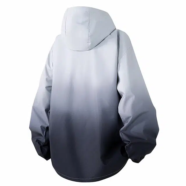 雅鹿  美式机能风多拉链渐变青少年户外登山运动拉链连帽休闲下摆抽绳宽松百搭  防水防风冲锋衣 男女同款