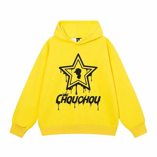 周同学 周杰伦 美式高街潮流个性字母五角星印花连帽宽松套头加绒加厚防寒保暖无性别主义时尚舒适百搭长袖无口袋个性卫衣 男女同款