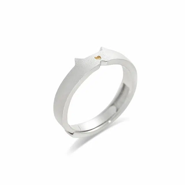 希遇 猫耳恋恋 新中式 精致简约 小众设计 可爱少女心日常通勤百搭 高级 合金 戒指 男女同款情侣款