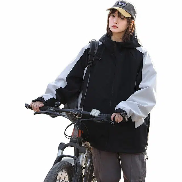 独驰 美式纯色简约双面长袖夹克外套 男女同款