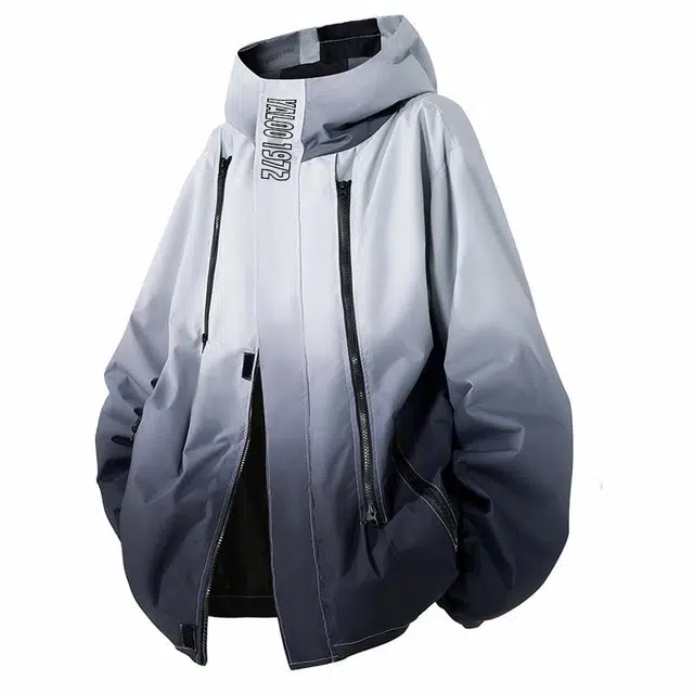 雅鹿  美式机能风多拉链渐变青少年户外登山运动拉链连帽休闲下摆抽绳宽松百搭  防水防风冲锋衣 男女同款