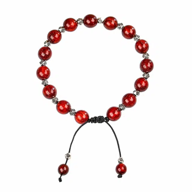 仙友 木质单圈抽拉款文玩国潮新中式轻奢高级感佛珠好运连连简约个性潮酷百搭念珠盘玩礼盒 紫檀属 手串 男女同款情侣款