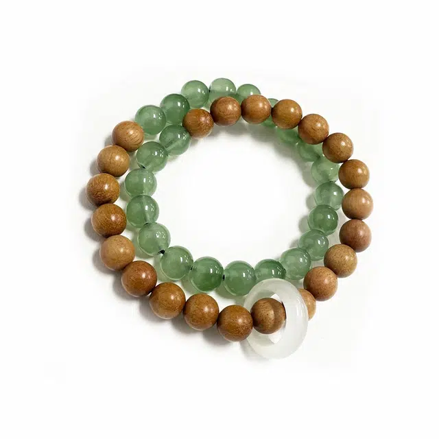 岁月静好 青山黛环环相扣手持文玩盘串国风本命年转运佛珠 双圈叠戴高级感小众设计古色古韵 平安喜乐#好运 黄金檀 手串 男女同款情侣款