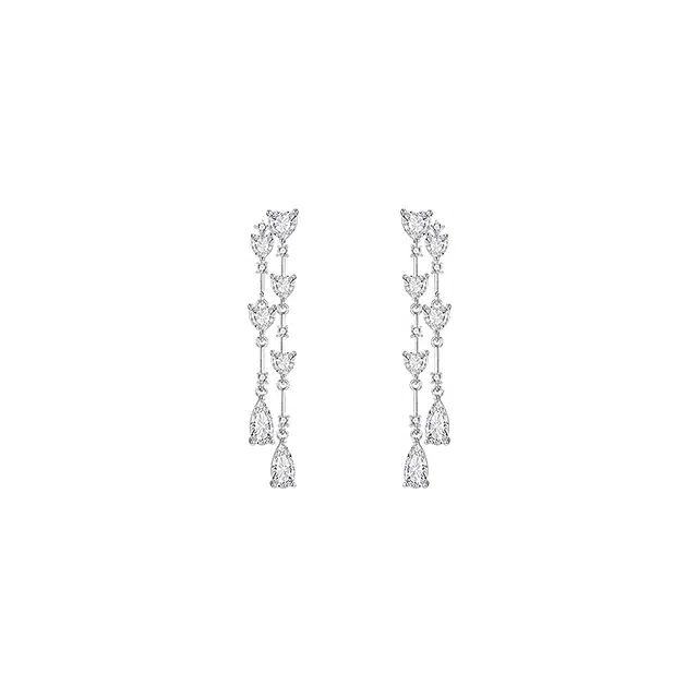 芒果饰品 爱心水滴流苏耳饰 铜 耳环 女款