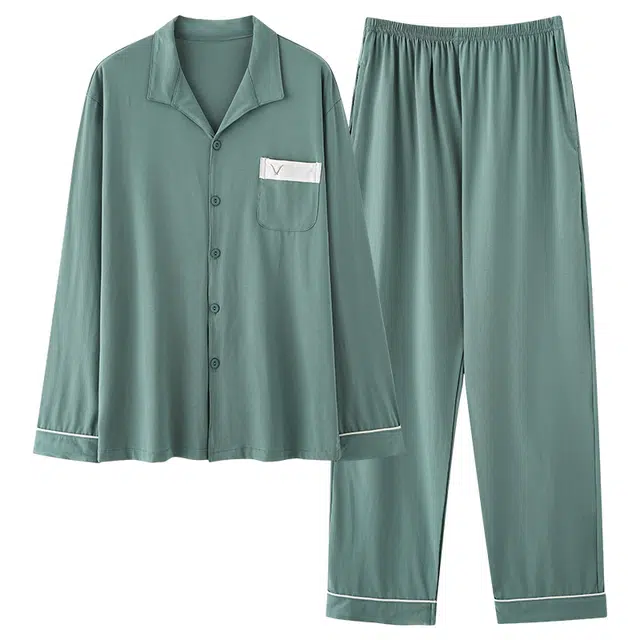 好福份 简约休闲长袖长裤舒适家居服睡衣套装 男款 图片色