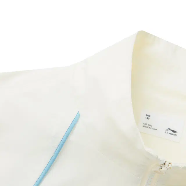 李宁儿童夹克 运动生活系列 立领拉链休闲舒适 云雾白 青少年