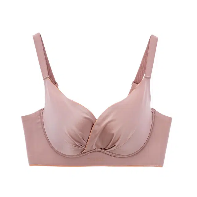 芬腾 小胸显大聚拢绸缎光面防下垂收副乳文胸 女款 粉色