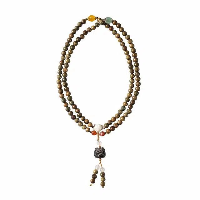 蛇年大吉 琉堇 乙巳蛇年流通处代请多圈叠戴瑞兽醒狮文玩佛珠链 古风平安喜乐福禄顺遂转运珠 许我无忧#好运 绿檀 手串 男女同款情侣款