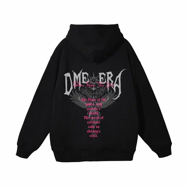 【dme】 重磅创意美式森系小鸟字母印花保暖时尚个性潮流休闲面料柔软连帽宽松卫衣 男女同款