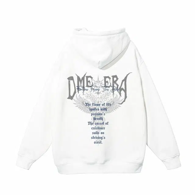 【dme】 重磅创意美式森系小鸟字母印花保暖时尚个性潮流休闲面料柔软连帽宽松卫衣 男女同款