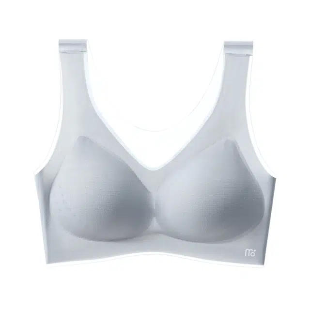 莫代尔 凉感无痕聚拢无钢圈运动美背超薄文胸 女款 灰蓝色