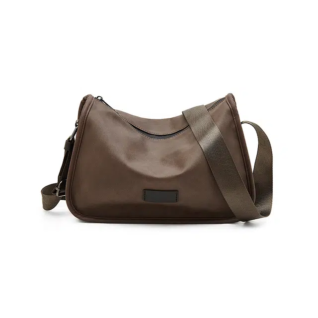 老人头 单肩邮差包 合成革 斜挎包 常规 男款 卡其色