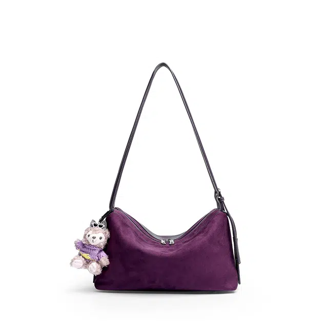 木林森 轻盈休闲时尚百搭 聚氨酯 斜挎单肩包 女款 紫色/深绿色