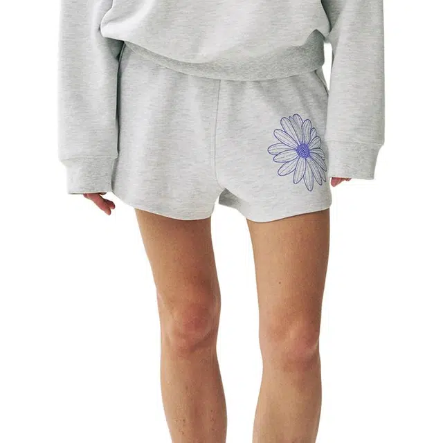 MARDI MERCREDI SS25 MINI SWEAT SHORTS FLOWER_HEATHER PURPLE